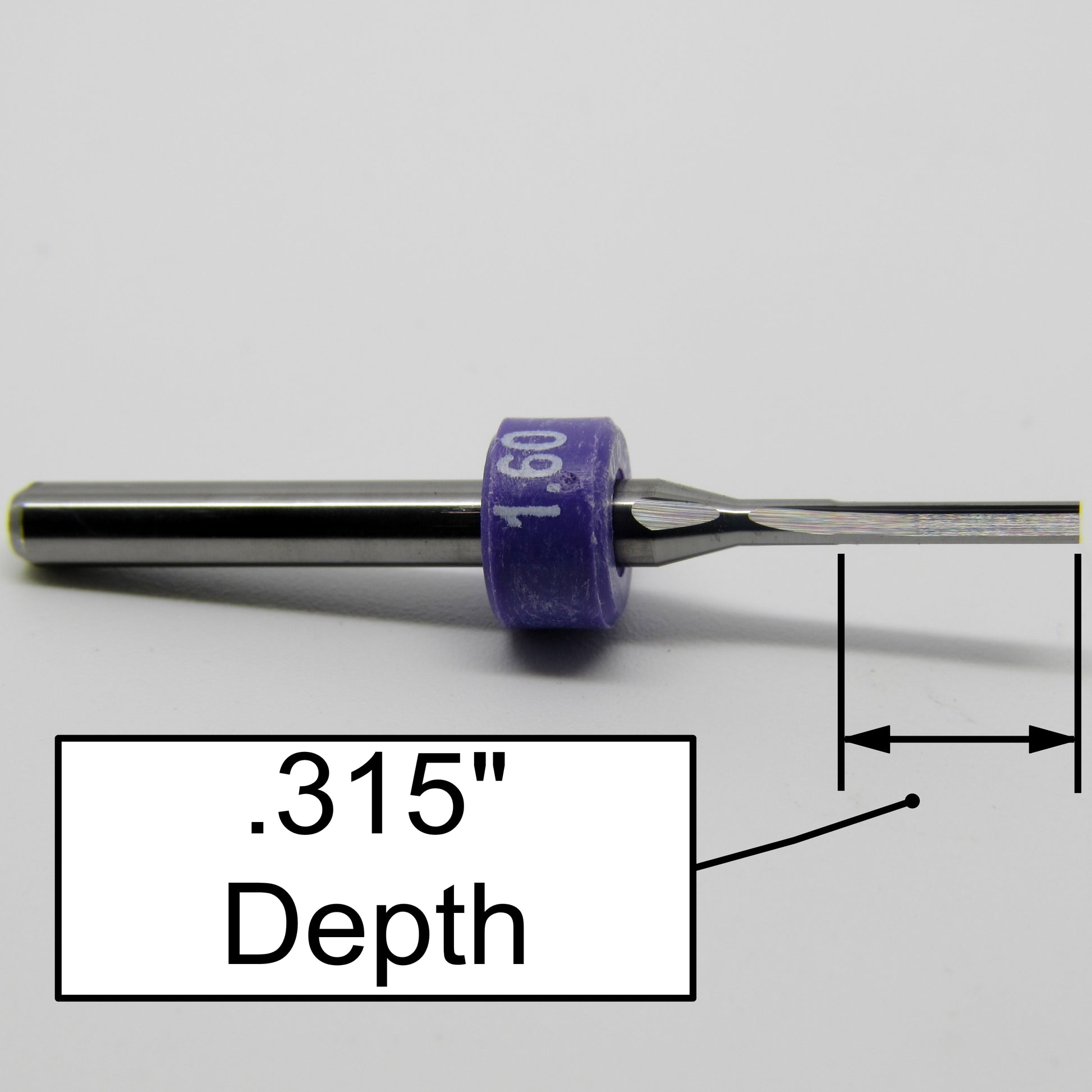 1/16" Diameter 0 Degree Helix - Three Straight Flutes - Soft Laminate and Fine Metal Edge End Mill M180