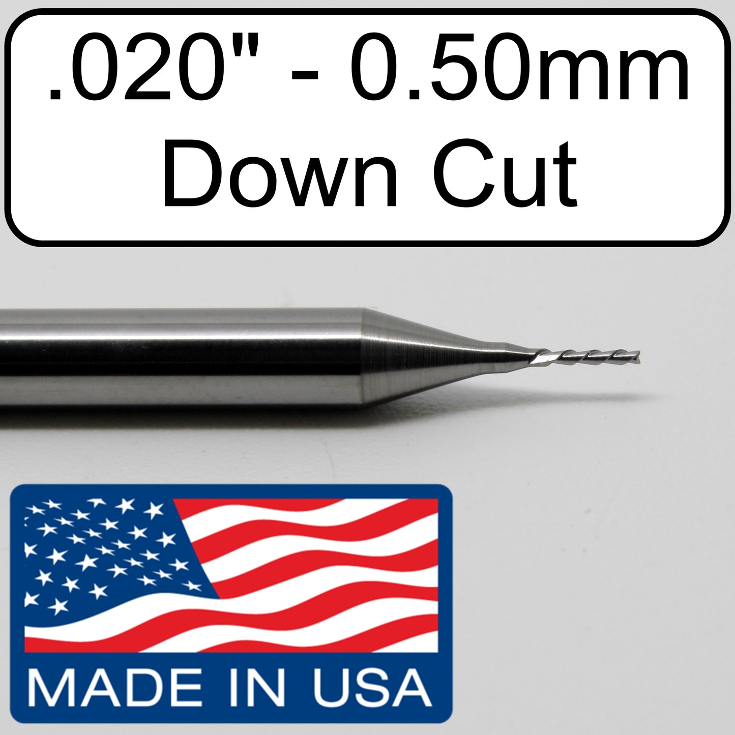 .020" 0.50mm Down Cut Two Flute Carbide End Mill