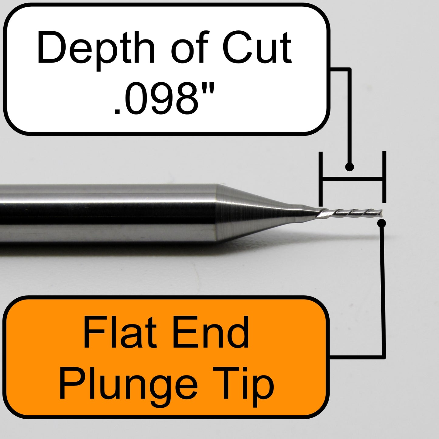 .020" 0.50mm Two Flute Down Cut End Mill Left Hand Helix Right Hand Cut Made in USA M151