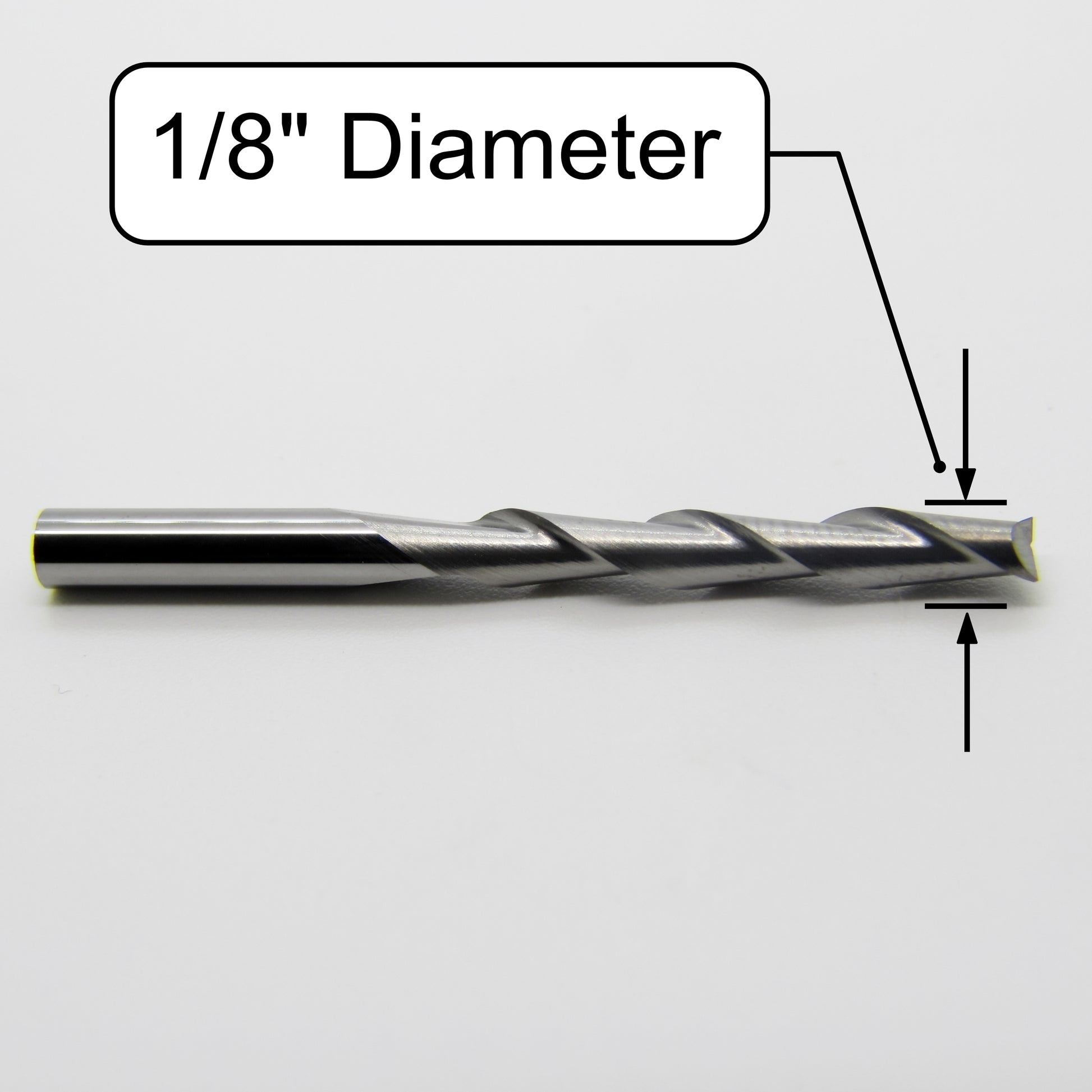 1/8" x .867" LOC Up Cut Extended Flute Length Two Flute Carbide End Mill M148