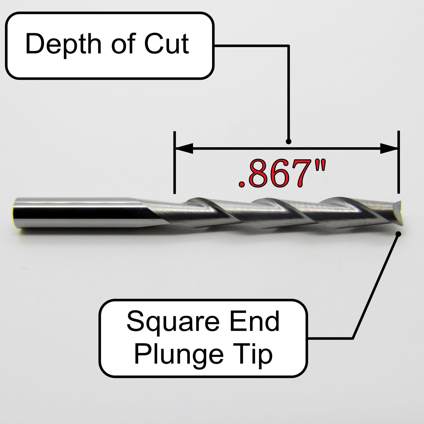 1/8" x .867" LOC Up Cut Extended Flute Length Two Flute Carbide End Mill M148