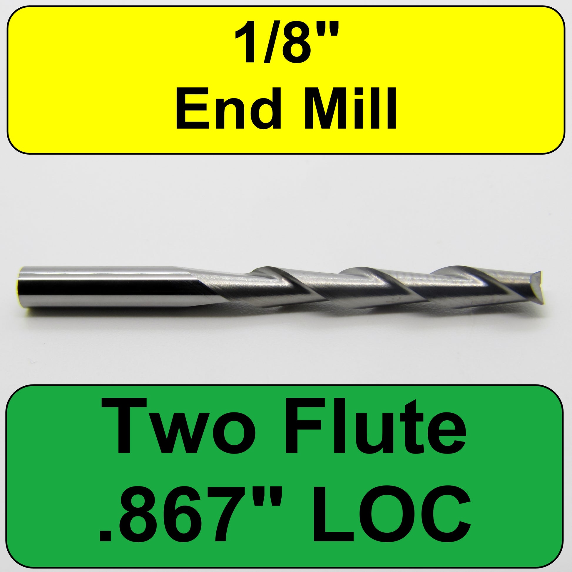 1/8" x .867" LOC Up Cut Extended Flute Length Two Flute Carbide End Mill M148