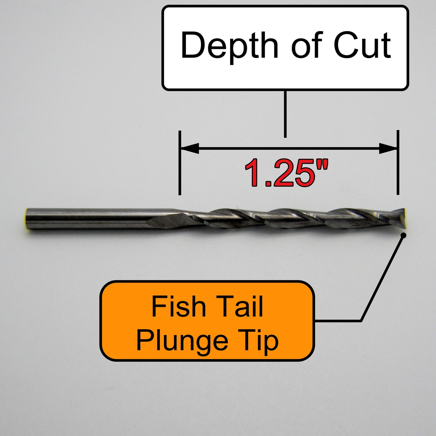 1/8" x 1.25" LOC Up Cut Extended Flute Length Two Flute Carbide End Mill M153