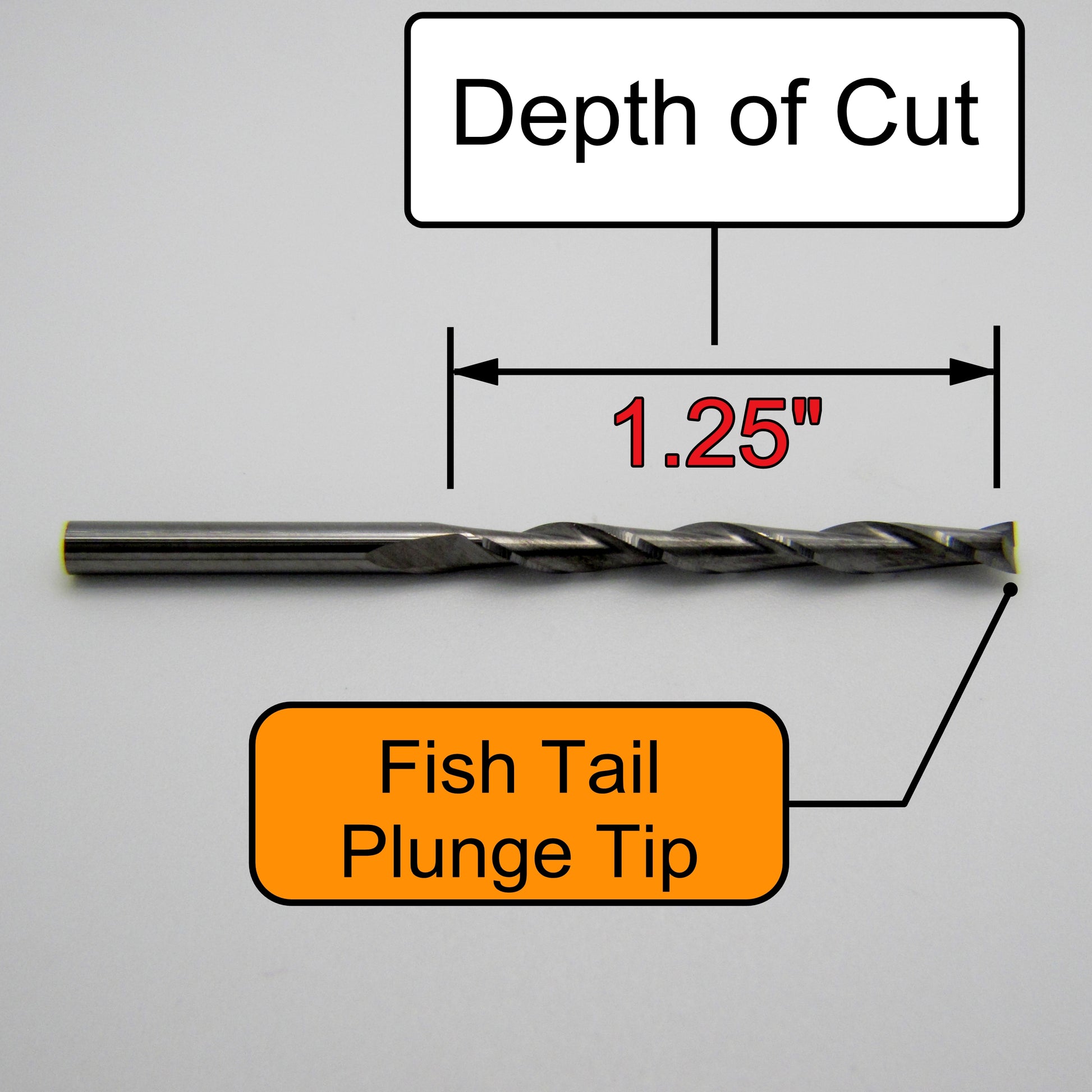1/8" x 1.25" LOC Up Cut Extended Flute Length Two Flute Carbide End Mill M153