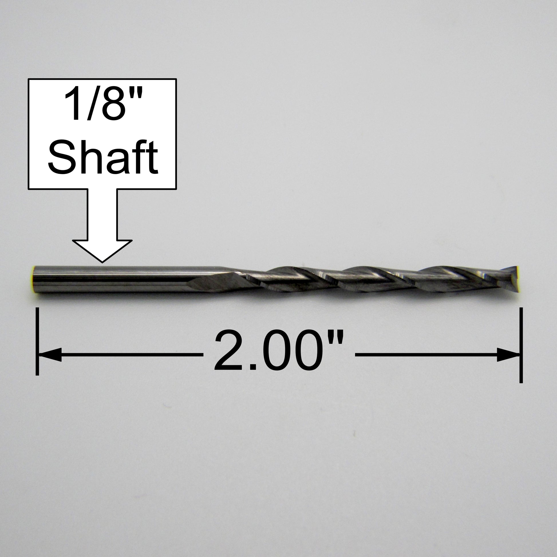 1/8" x 1.25" LOC Up Cut Extended Flute Length Two Flute Carbide End Mill M153