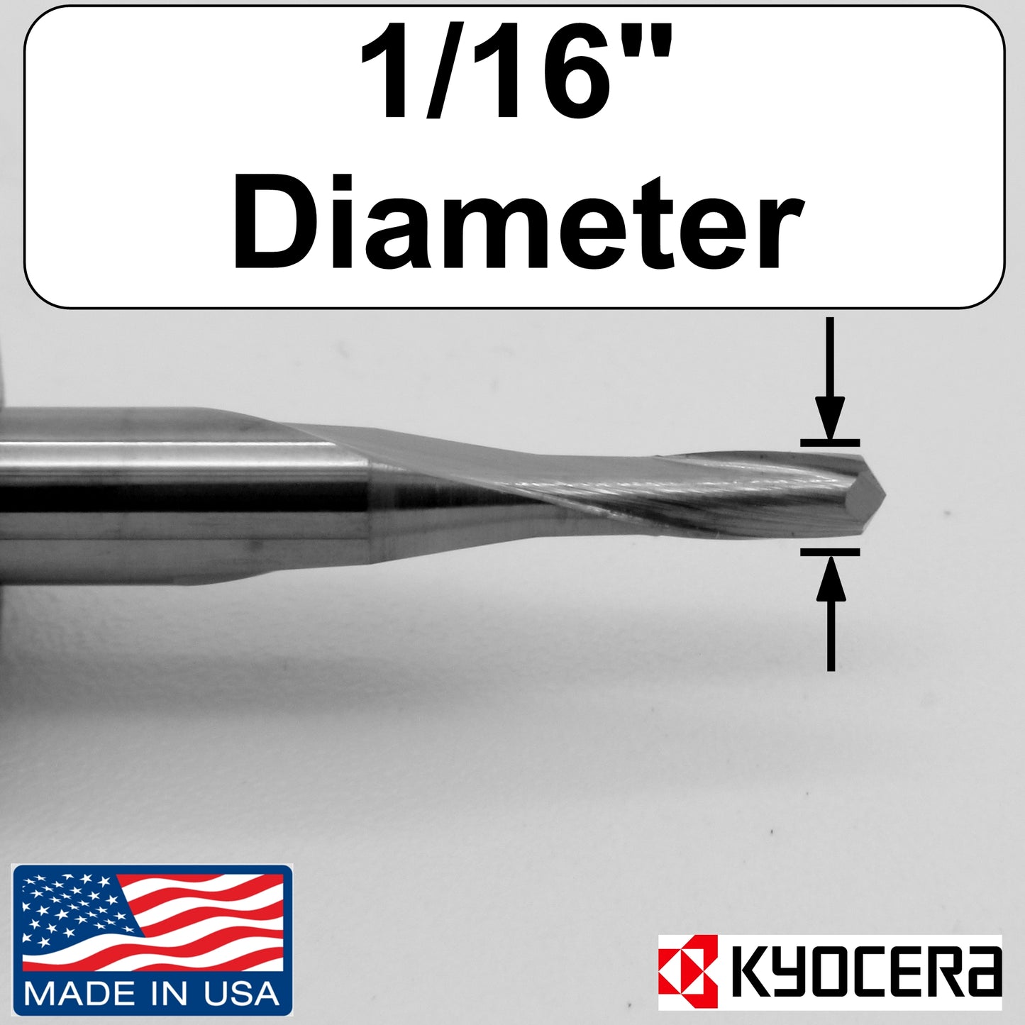 1/16" x .158" LOC Carbide End Mill for Aluminum and Soft Metals Made in U.S.A. M155