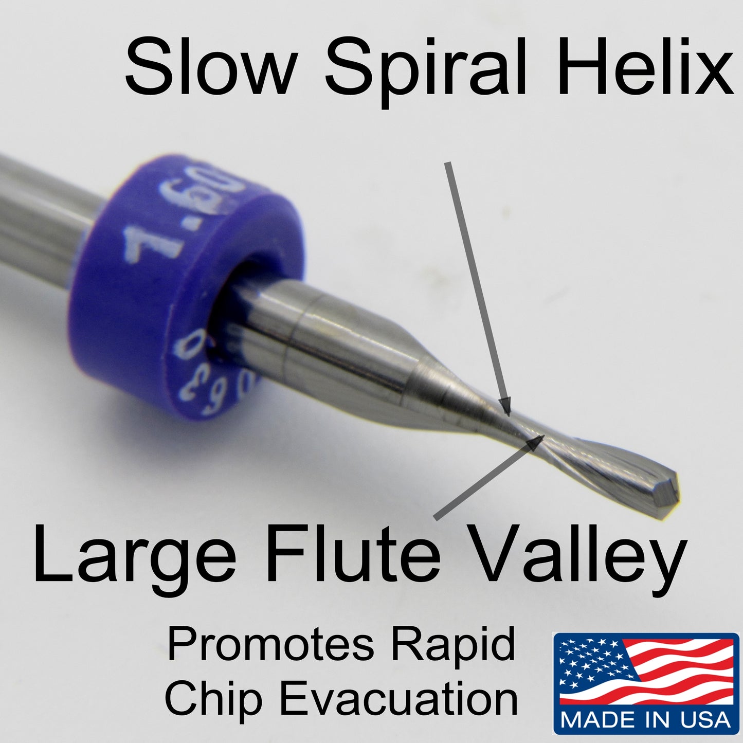 1/16" x .158" LOC Carbide End Mill for Aluminum and Soft Metals Made in U.S.A. M155