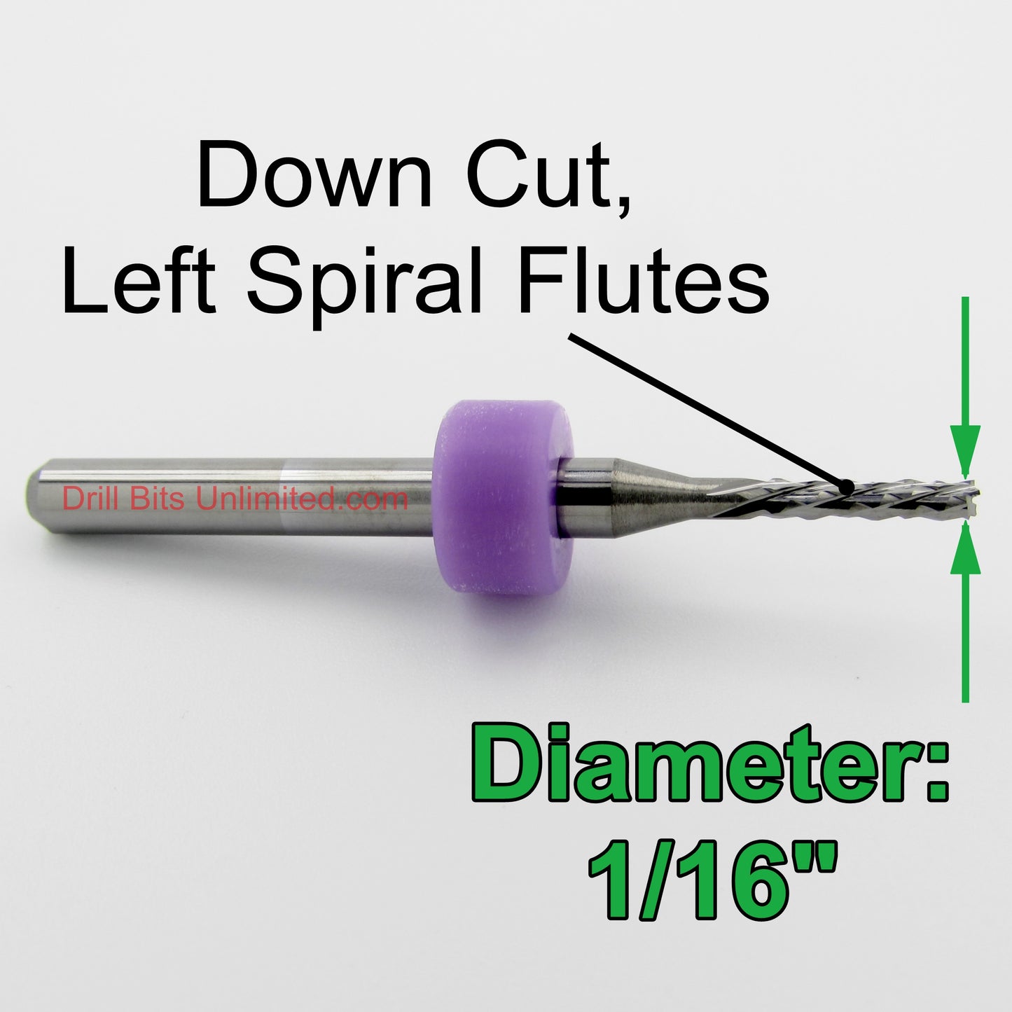 1/16" x .325" LOC Down Cut Router - Diamond Pattern Flutes - Solid Carbide R179