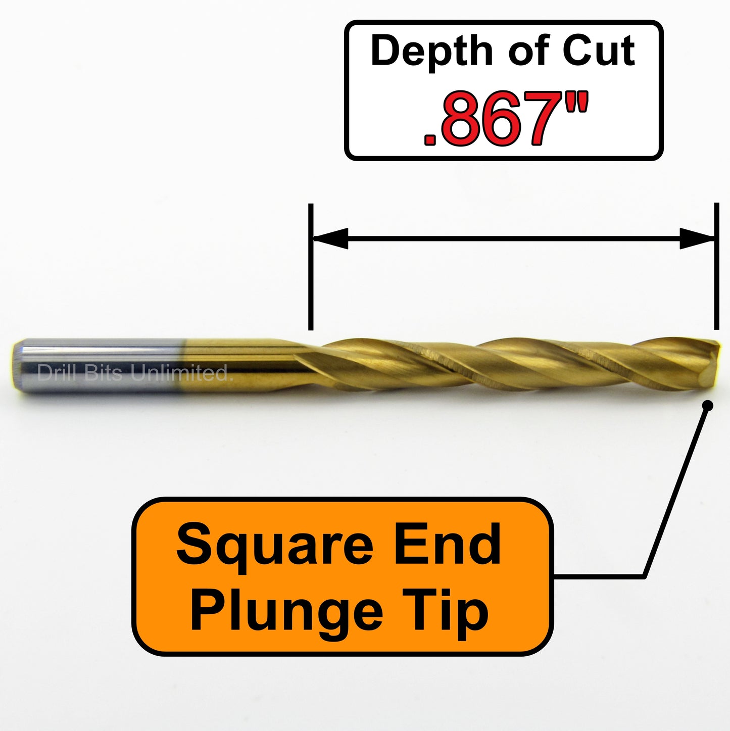 1/8" x .867" LOC Two Flute Up Cut Carbide Titanium Coated End Mill Square End M146A
