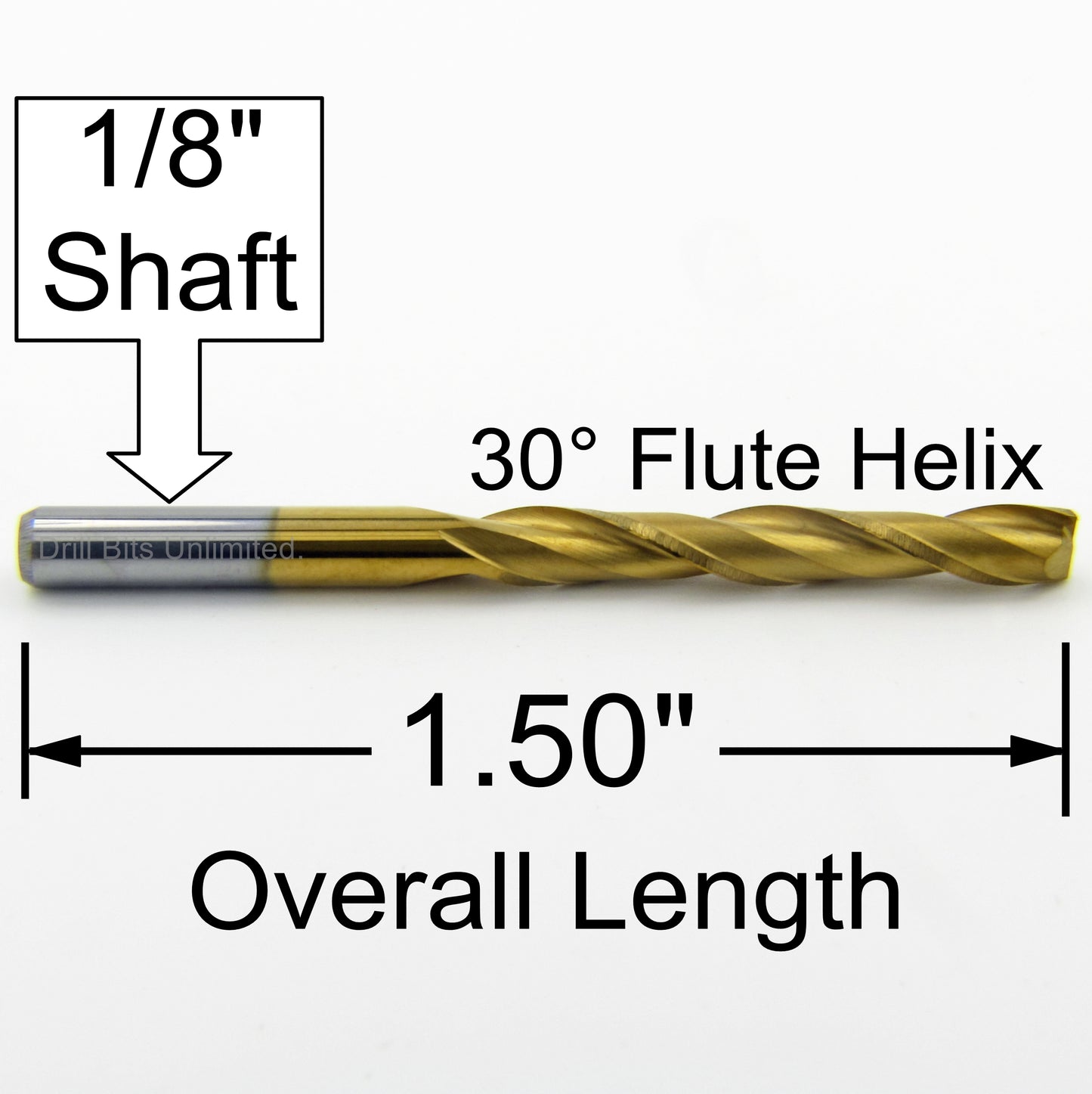1/8" x .867" LOC Two Flute Up Cut Carbide Titanium Coated End Mill Square End M146A