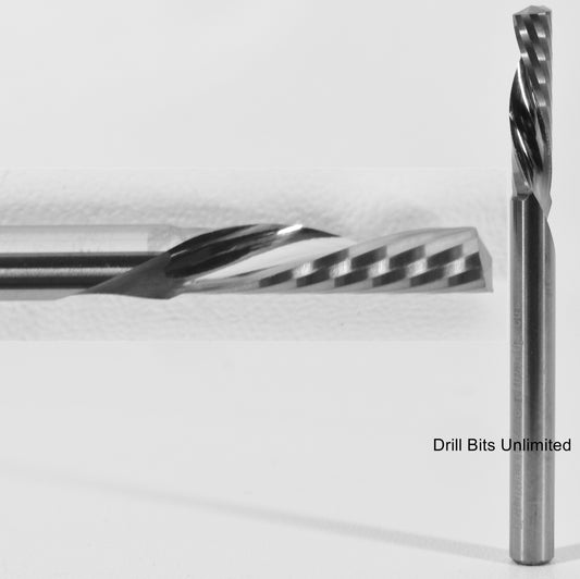 1/8" x 0.5" Down Cut Premium Quality Single O-flute End Mill Made in USA - Aluminum Acrylic Plastic M231