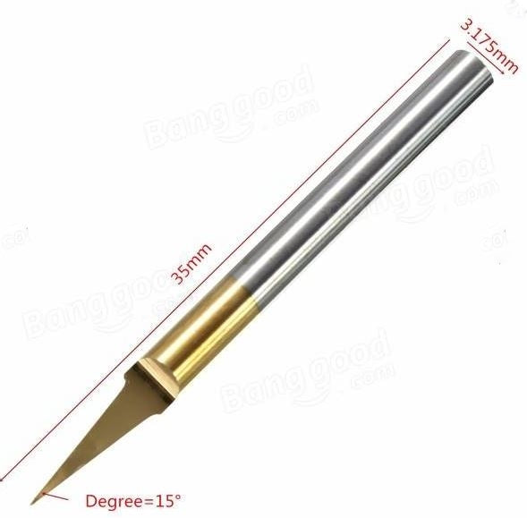 15 Degree, 0.10mm Tip Titanium Coated Carbide V Engraver ENG15T