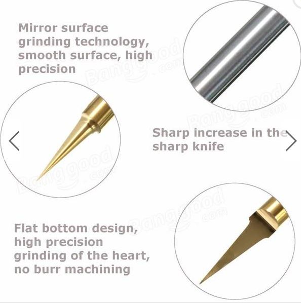 15 Degree, 0.10mm Tip Titanium Coated Carbide V Engraver ENG15T