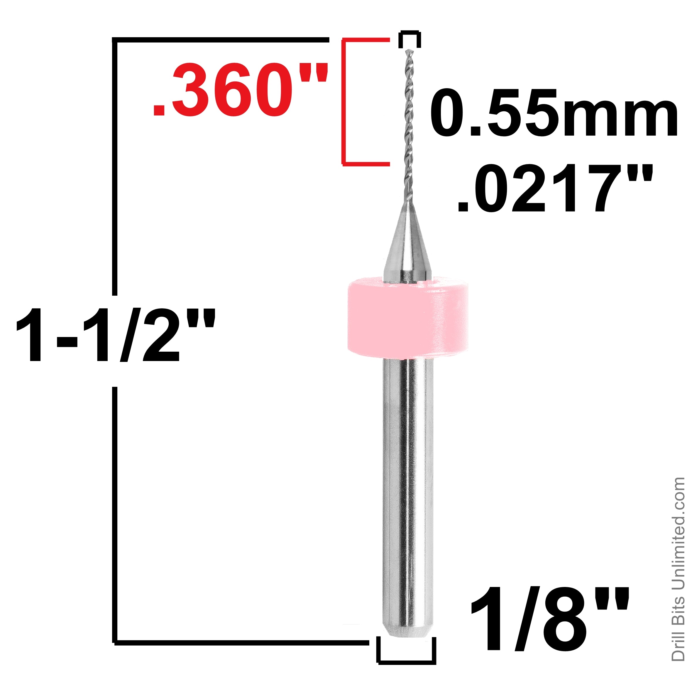 5/64" Solid Carbide Micro Circuit Board Drill (1/8" Shank) - Kyocera SGS 07355