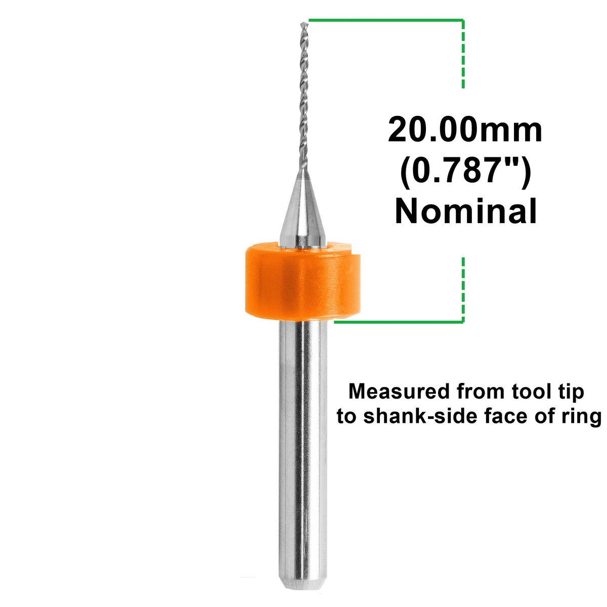 0.60mm (.024") x .400" FL Carbide PCB Drill – 20mm LPKF Ring – 1 or 5 Pack