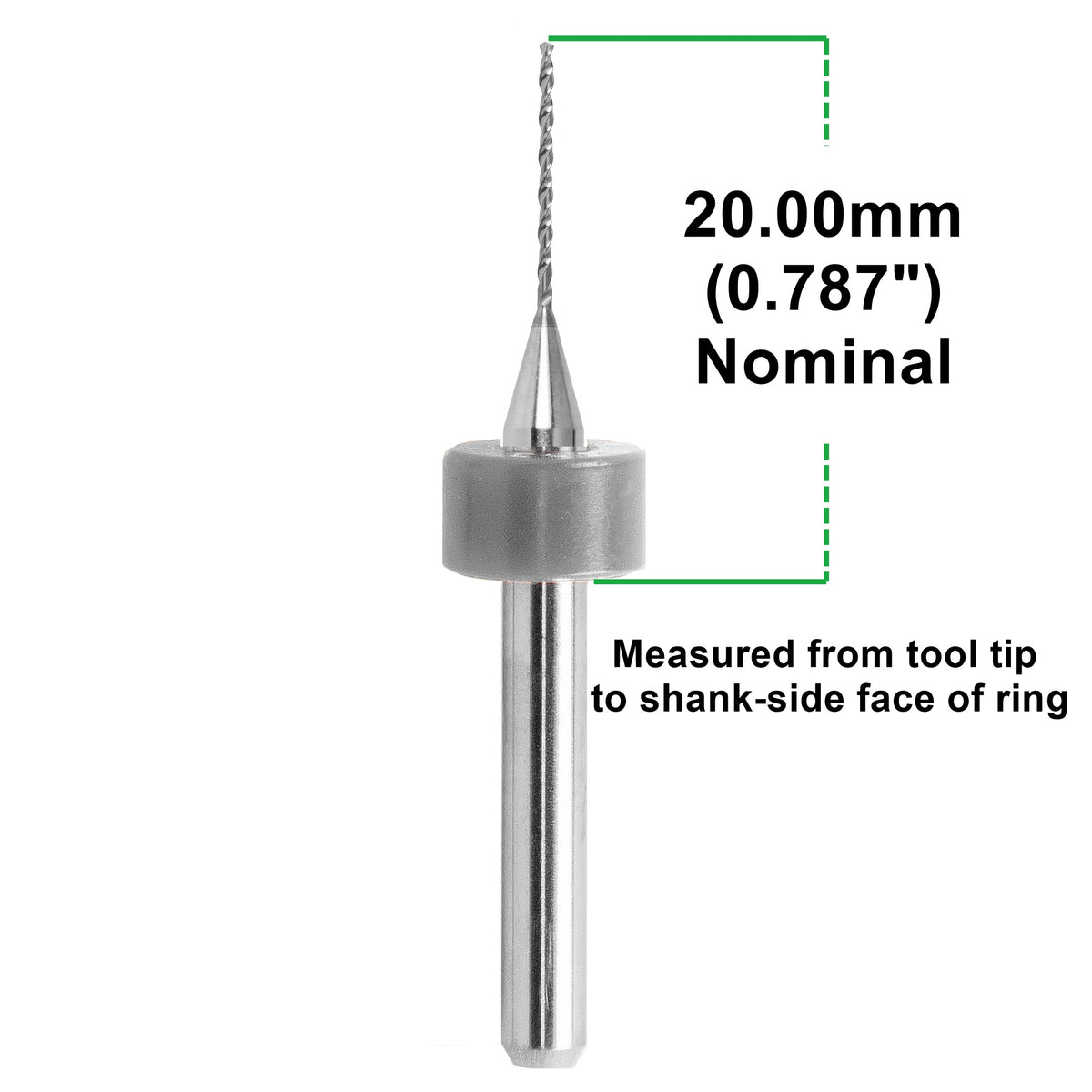 0.90mm (.0354") x .400" FL Carbide PCB Drill – 20mm LPKF Ring – 1 or 5 Pack