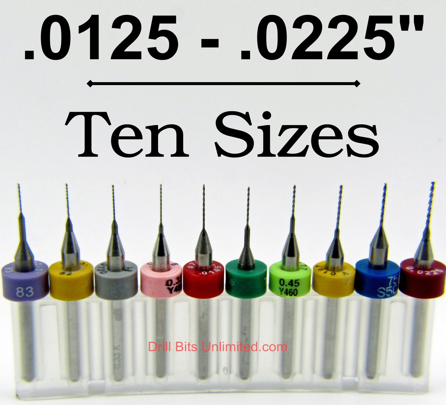 Incremental Size Solid Carbide Drill Set - Ten Pieces .012" - .0225" ID01