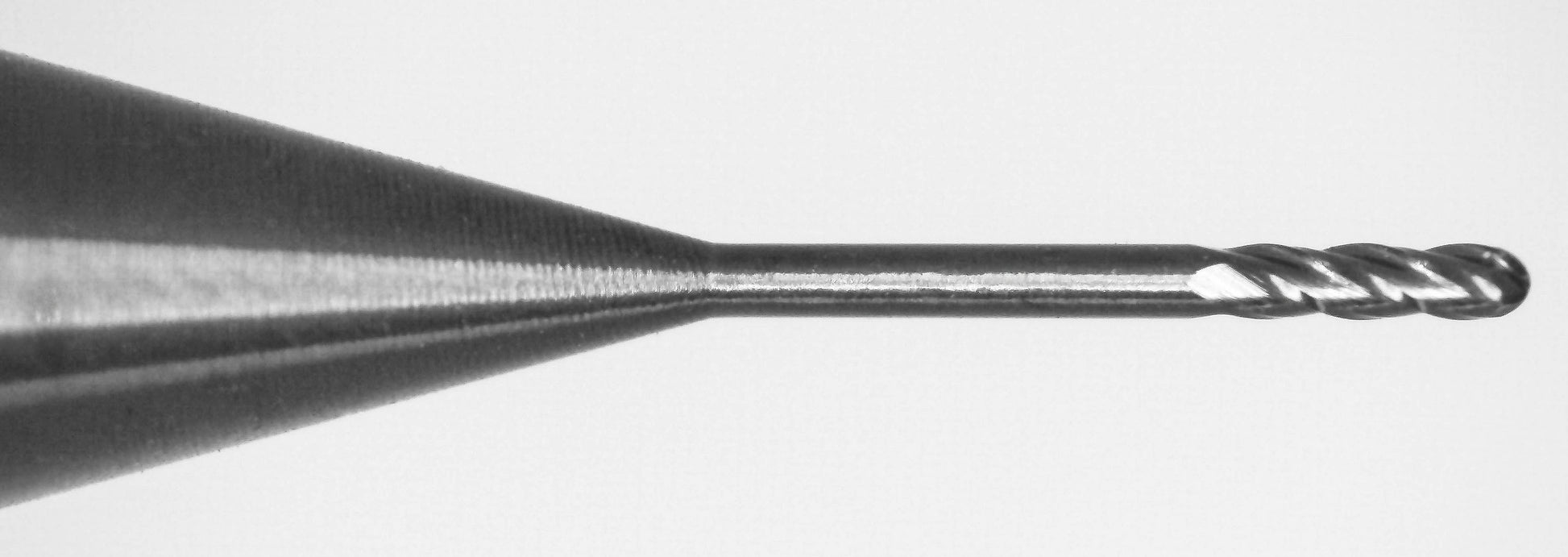 micro 0.015 ball nose end mill tip 4 flute carbide AlTiN coated precision tool