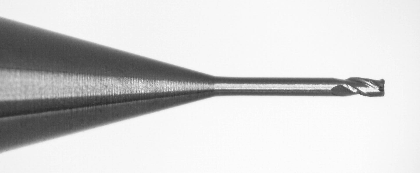 0.003 radius micro corner radius end mill tip 3 flute carbide precision tool