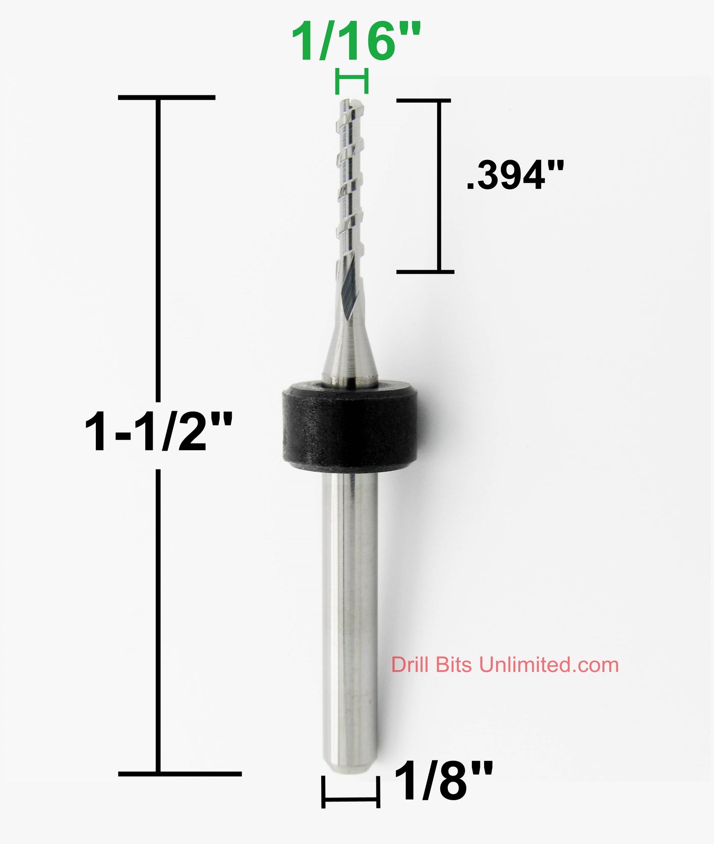 1/16" Plastic and Acrylic Cutting End Mill - Premium Finish .394" LOC Made in USA