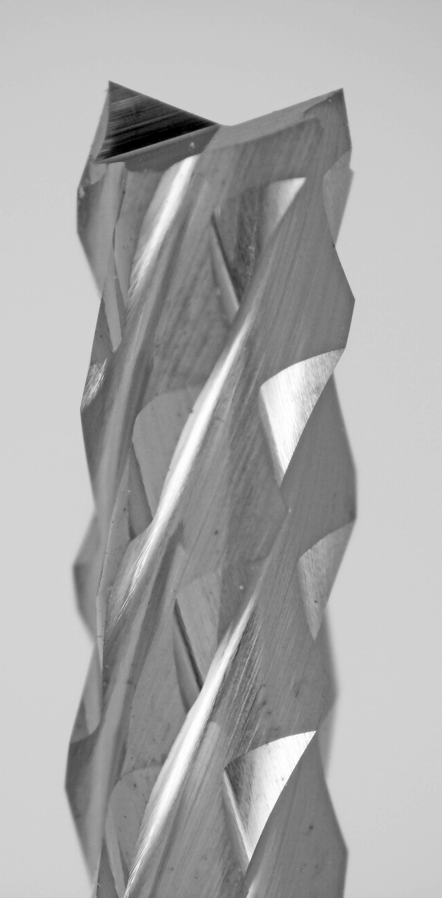 close-up of diamond flute cutting edges on carbide router