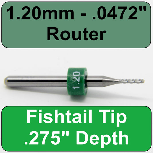 3/64" .0472" 1.20mm  x .275" LOC Diamond Pattern Carbide Router Bit Fish Tail Tip R119
