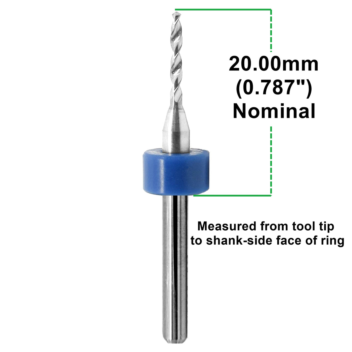 1.40mm (.0551") x .400" FL Carbide PCB Drill – 20mm LPKF Ring – 1 or 5 Pack