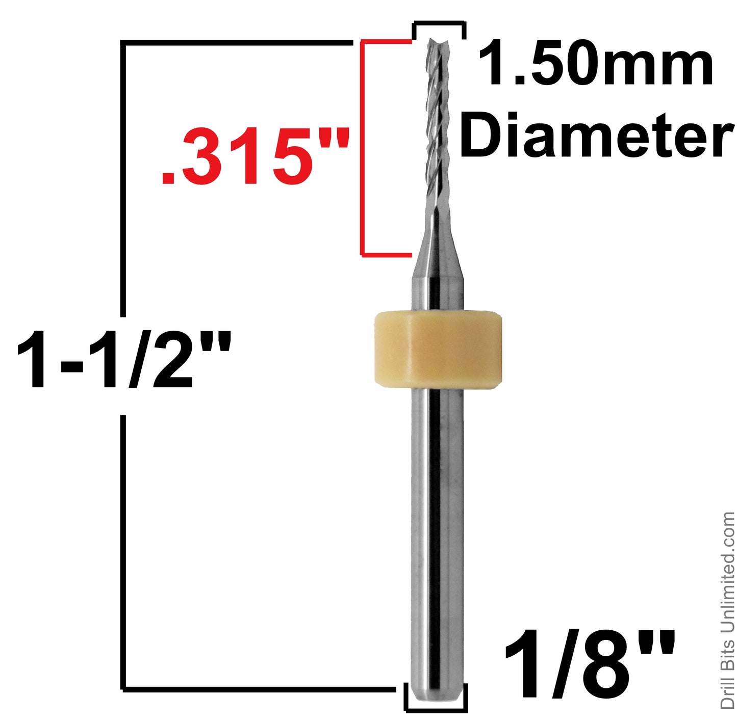 1.50mm x .315" LOC - Diamond Pattern Carbide Router Bit - Fishtail Tip  R129