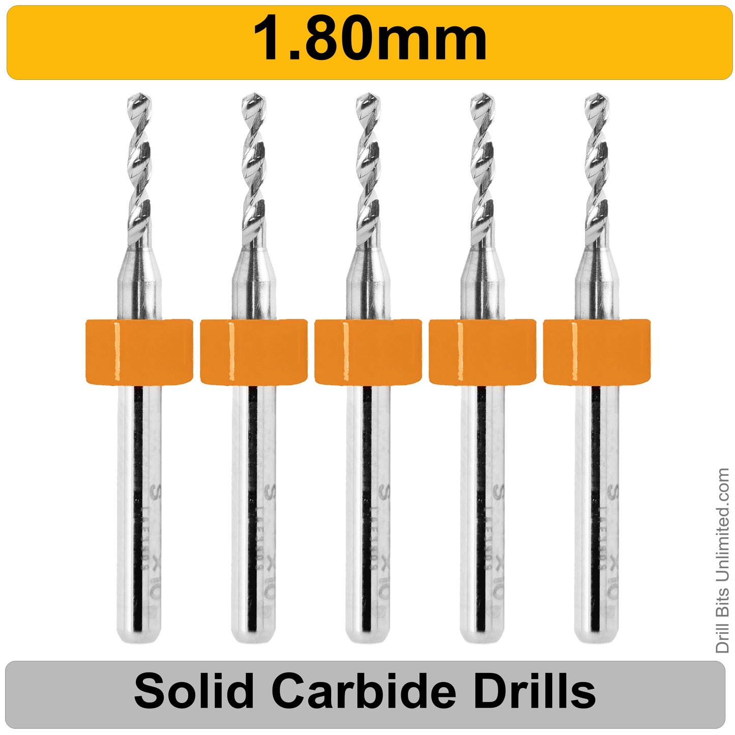 .071" 1.80mm - Drill Bits - FIVE Piece Set with 1/8" Shanks Solid Carbide.0709" 1.8mm