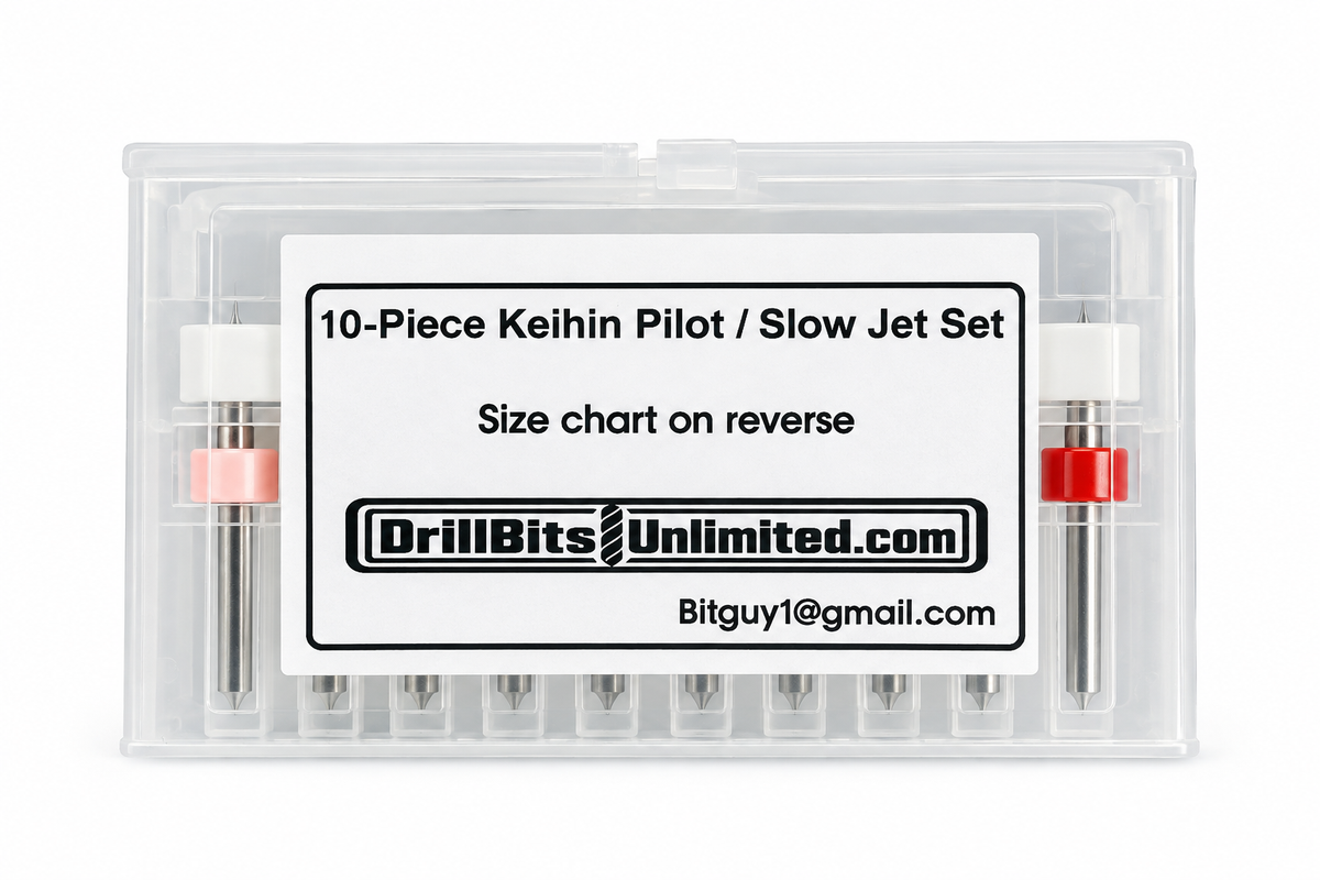 0.35mm–0.80mm Keihin Pilot & Slow Jet Drill Set, 10 Pc Solid Carbide | CDS-K10