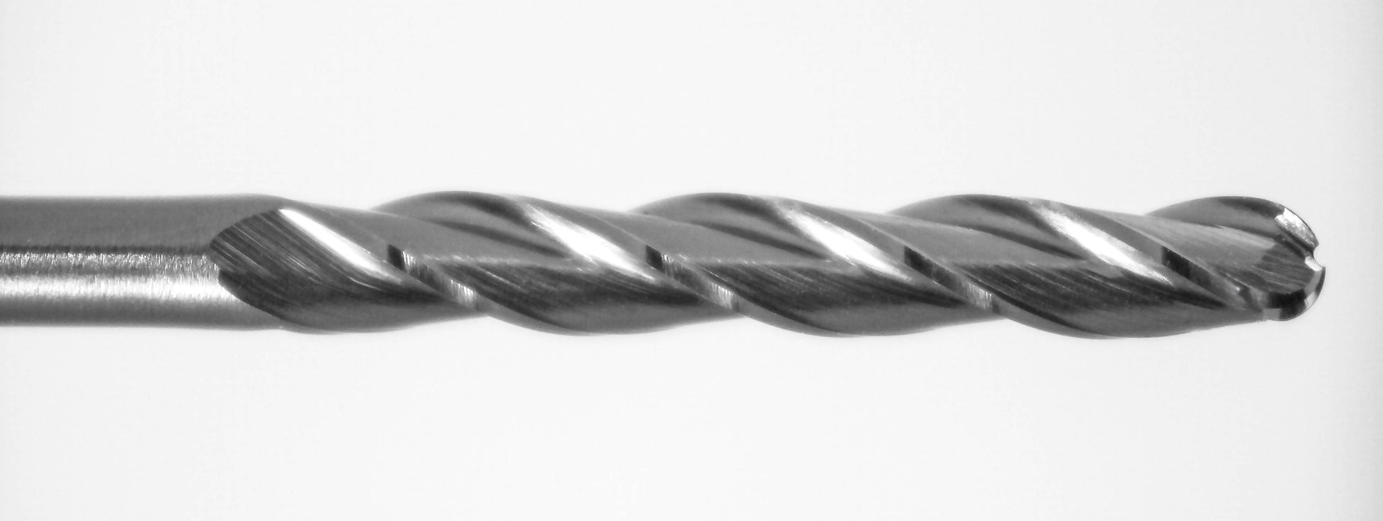 Close-up of Kyocera 0.055 inch ball nose end mill tip with AlTiN coating