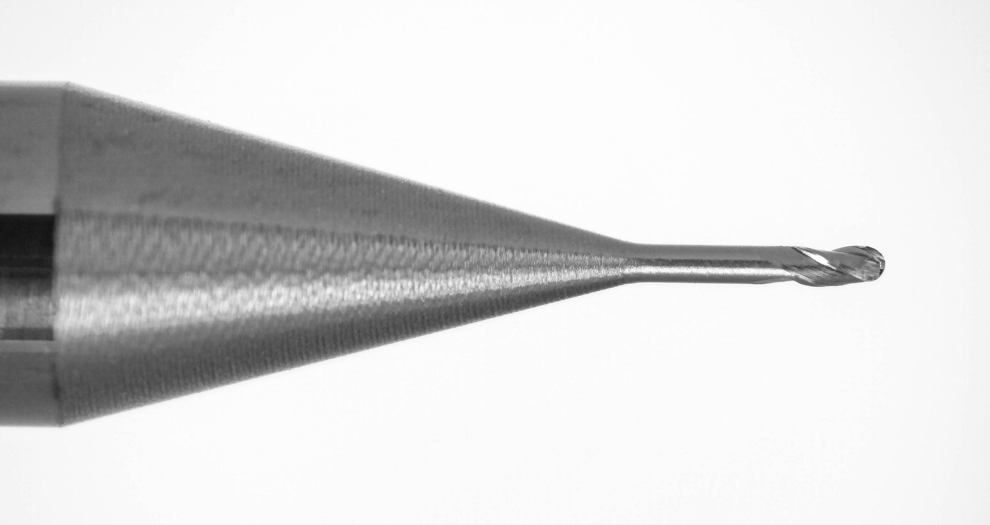 Kyocera 0.40mm ball nose carbide end mill cutting tip close-up