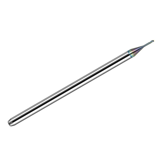 Kyocera 0.030 inch 3 flute ball nose carbide end mill AlTiN extended reach