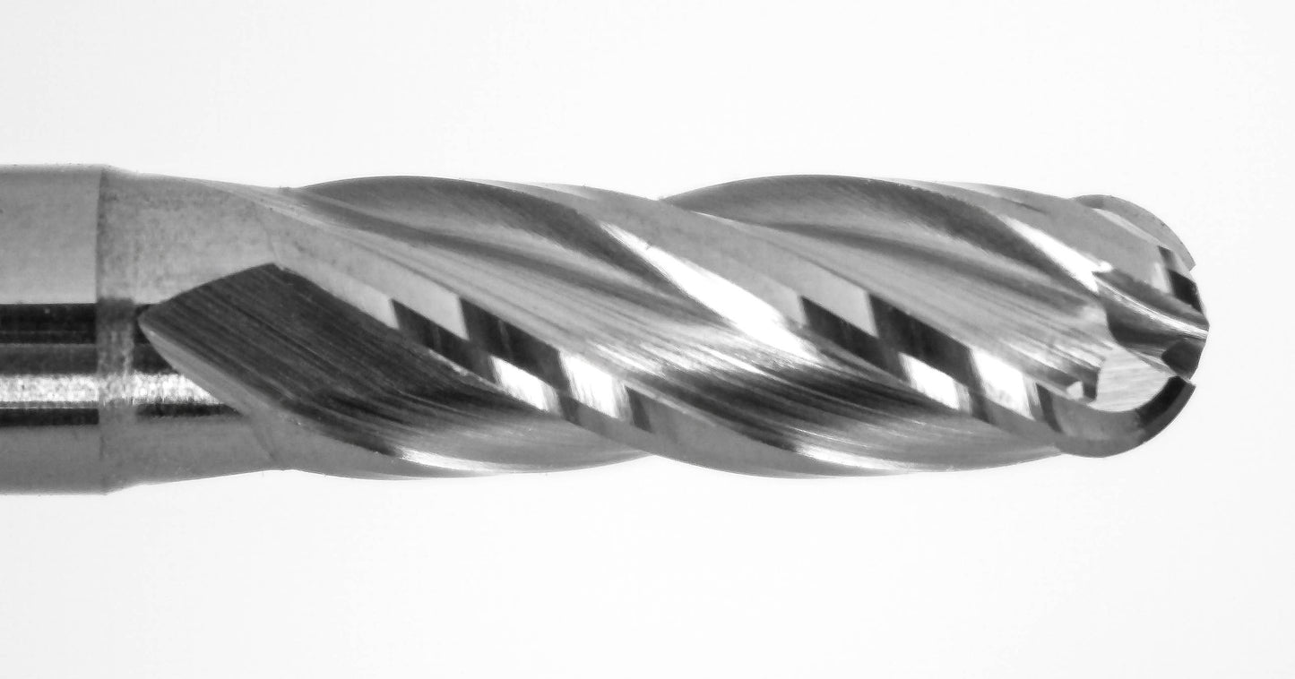 cutting tip close up of 0.115 inch carbide ball nose end mill 1825-1150.345