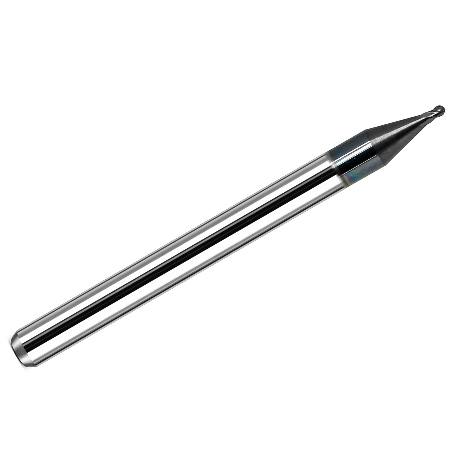 0.033 inch 4 flute AlTiN coated carbide ball nose end mill 1835-0330L049 full tool view