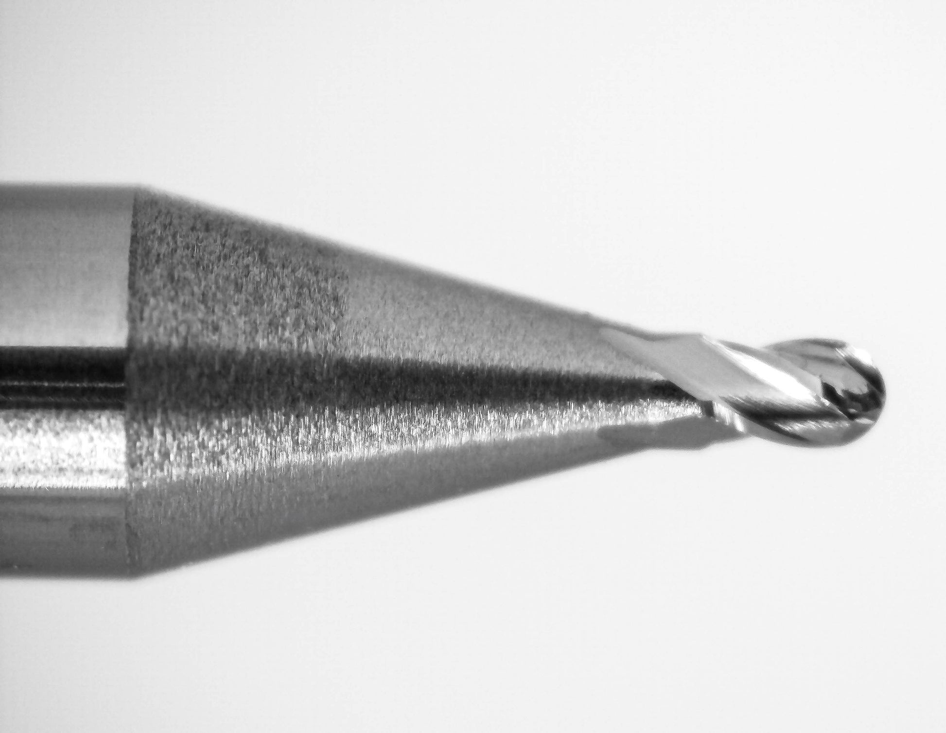 Kyocera 0.035 inch micro ball nose carbide end mill cutting tip close-up