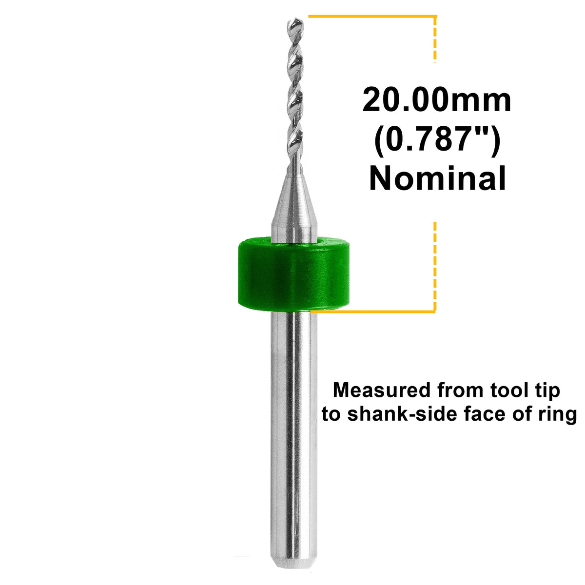 1.00mm (.0394") x .400" LOC Carbide PCB Drill – 20mm LPKF Ring – 1 or 5 Pack