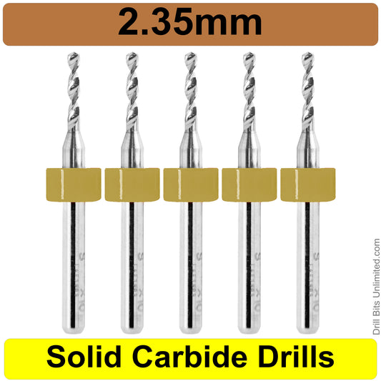 .0925" 2.35mm - Drill Bits - FIVE Piece Set with 1/8" Shanks Solid Carbide