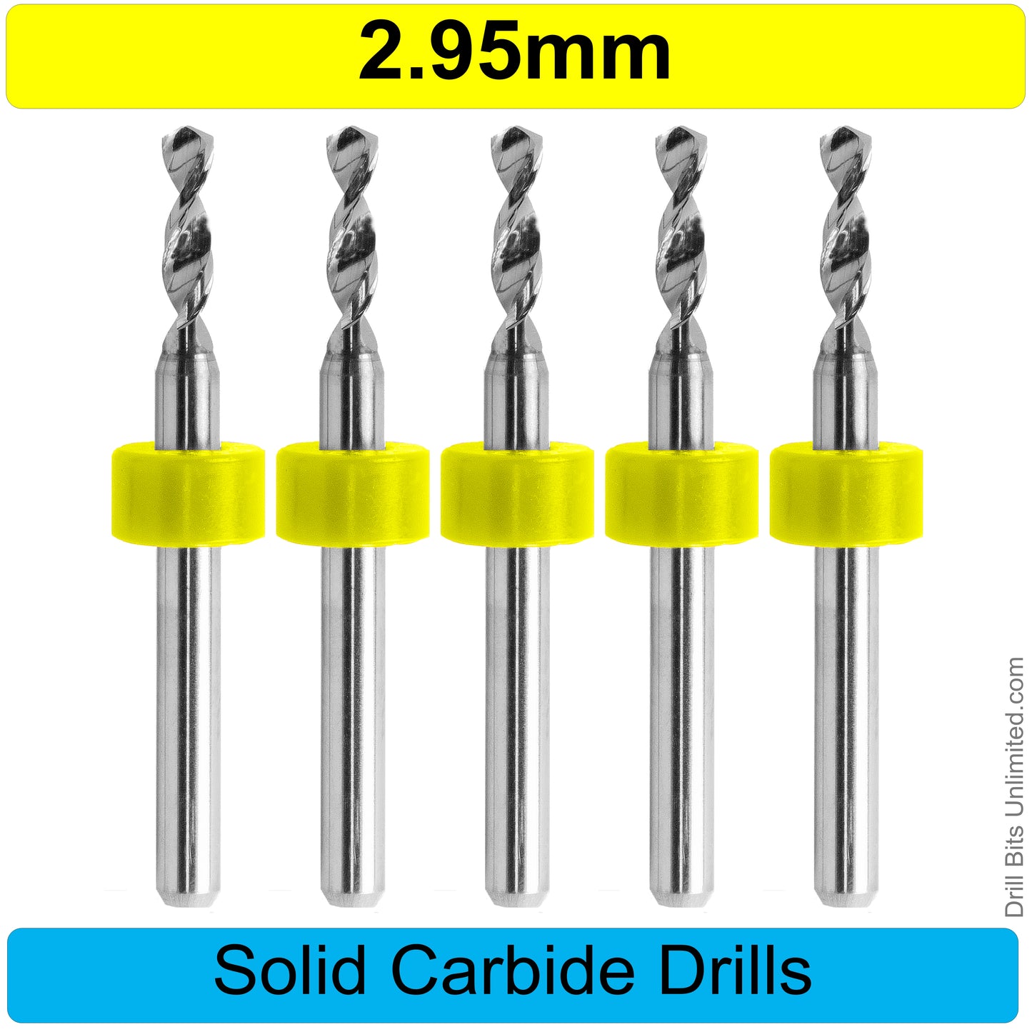 .116" 2.95mm #32 - Drill Bits - FIVE Piece Set with 1/8" Shanks Solid Carbide