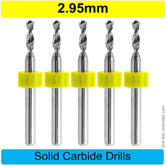 .116" 2.95mm #32 - Drill Bits - FIVE Piece Set with 1/8" Shanks Solid Carbide