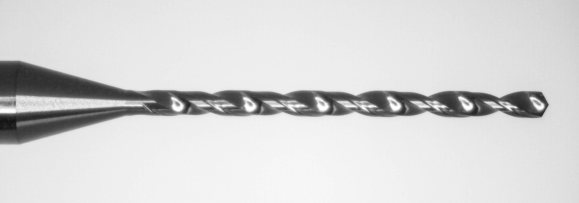 Close-up of Kyocera 0.95mm DLC coated micro drill tip