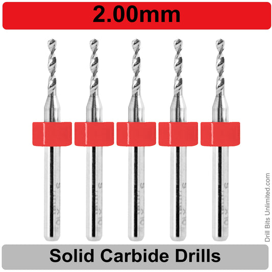 .079" 2.00mm - Drill Bits - FIVE Piece Set with 1/8" Shanks Solid Carbide 2mm 2.0mm