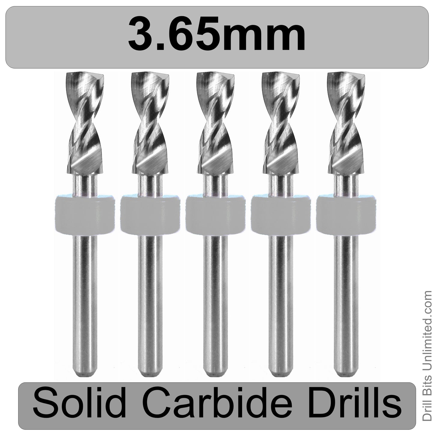 .1437" 3.65mm #27 - Drill Bits - FIVE Piece Set with 1/8" Shanks Solid Carbide .144"