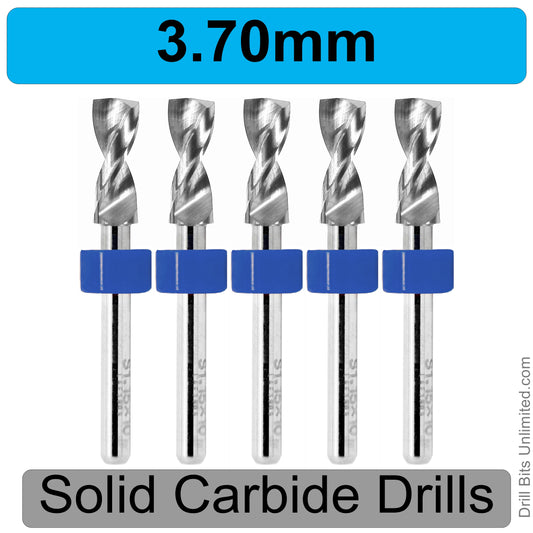 .1457" 3.70mm - Drill Bits - FIVE Piece Set with 1/8" Shanks Solid Carbide 3.7mm