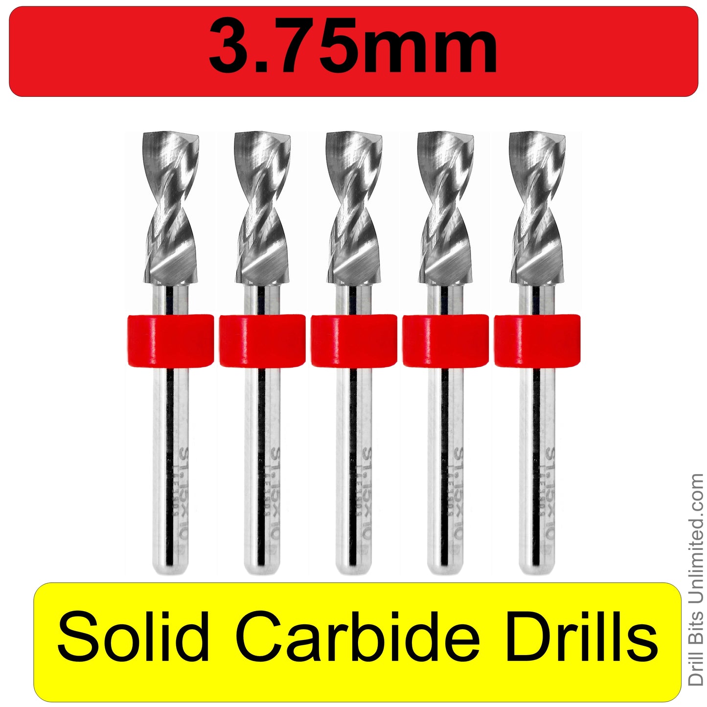 .1476" 3.75mm - Drill Bits - FIVE Piece Set with 1/8" Shanks Solid Carbide .148"