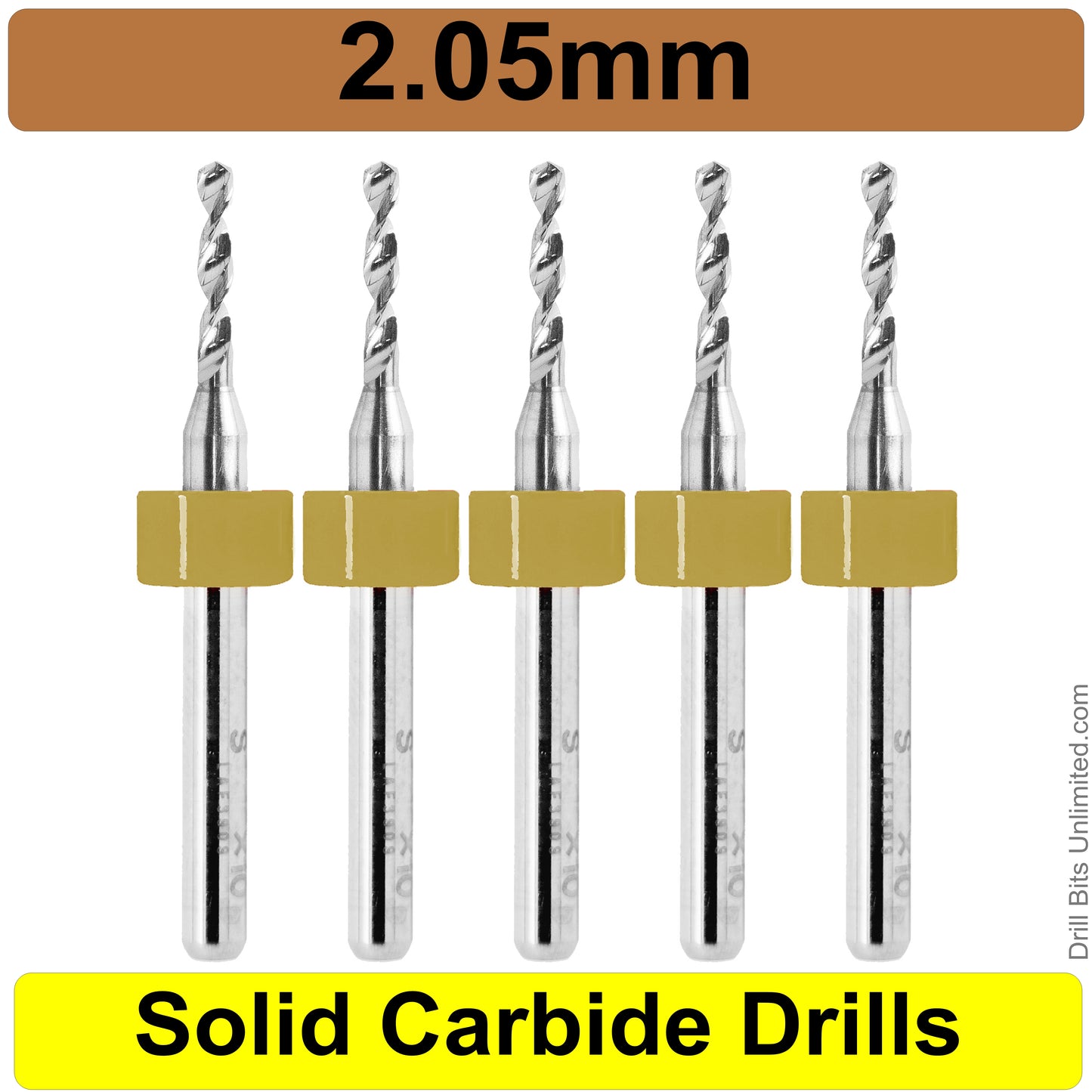 .081" #46 2.05mm - Drill Bits - FIVE Piece Set with 1/8" Shanks Solid Carbide .0807"