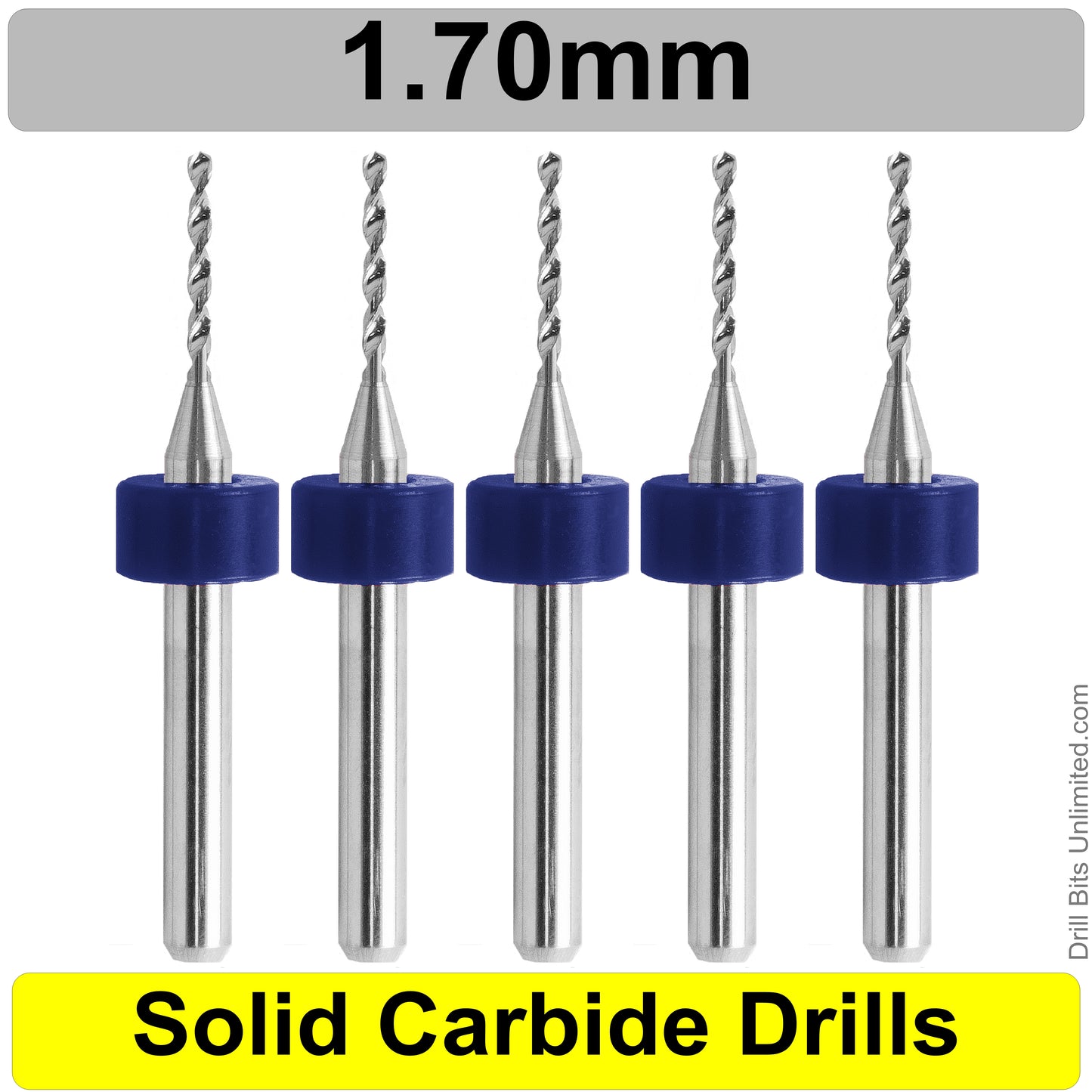 .067" #51  1.70mm - Drill Bits - FIVE Piece Set with 1/8" Shanks Solid Carbide 1.7mm