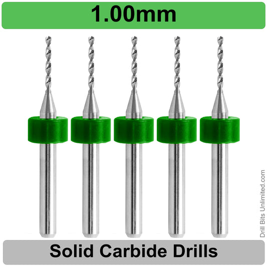 .039" 1mm #61 - Drill Bits - FIVE Piece Set with 1/8" Shanks Solid Carbide 1.0mm 1.00mm