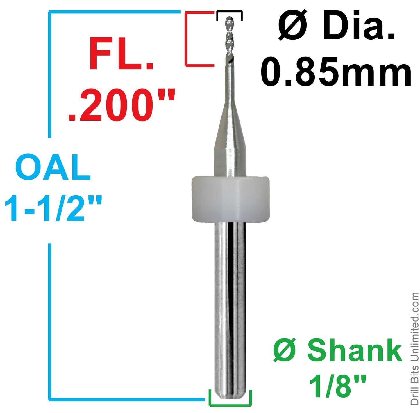 Micro Carbide Drill Bits – Choose Individual Size – .004"–.036" (0.10–0.91 mm)
