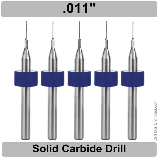 .011" #85 - Drill Bits - FIVE Piece Set with 1/8" Shanks Solid Carbide